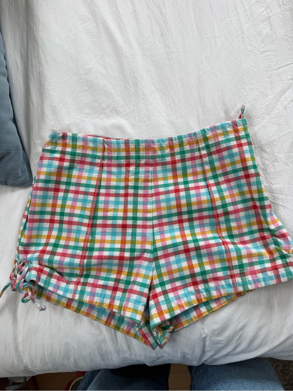 Maeve Multi-Color Gingham High-Waist Shorts